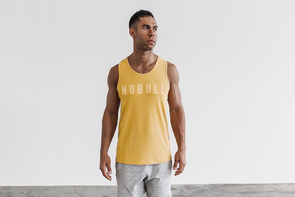 NOBULL Men's Tank Tops - Vintage Yellow - Ireland (9510NWDPU)